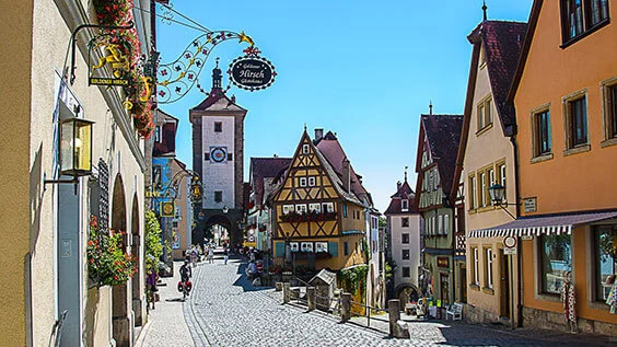 Ruhige Straßenviertel in Rothenburg ob der Tauber