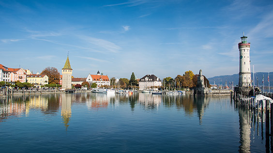 Blick auf den See in Lindau am Bodensee