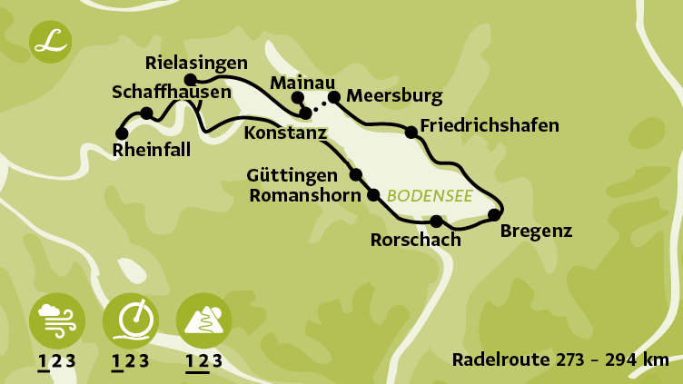 Radkarte der Landpartie-Reise: Der Bodensee-Radweg