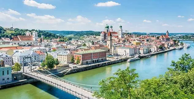 Passau von oben aus der Luft fotografiert