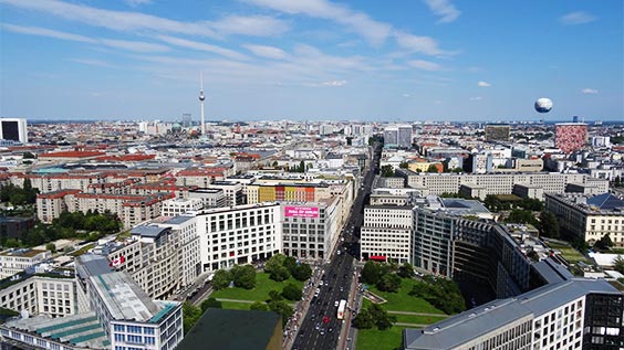 Blick von oben auf Berlin